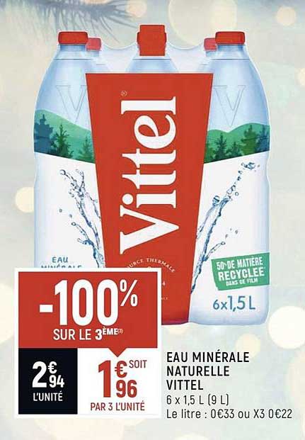 eau minérale naturelle vittel -10% sur le 3ème