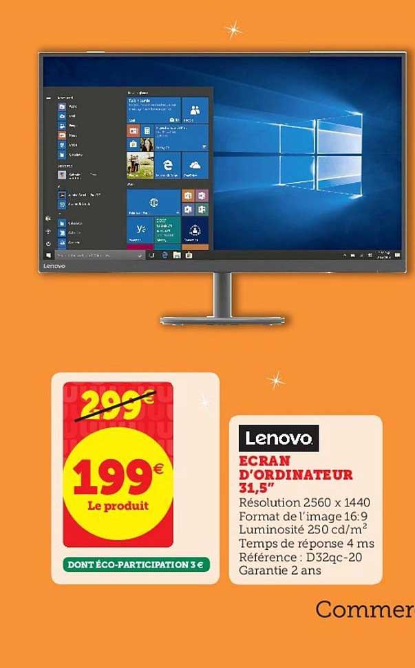 écran d'ordinateur 31,5" lenovo