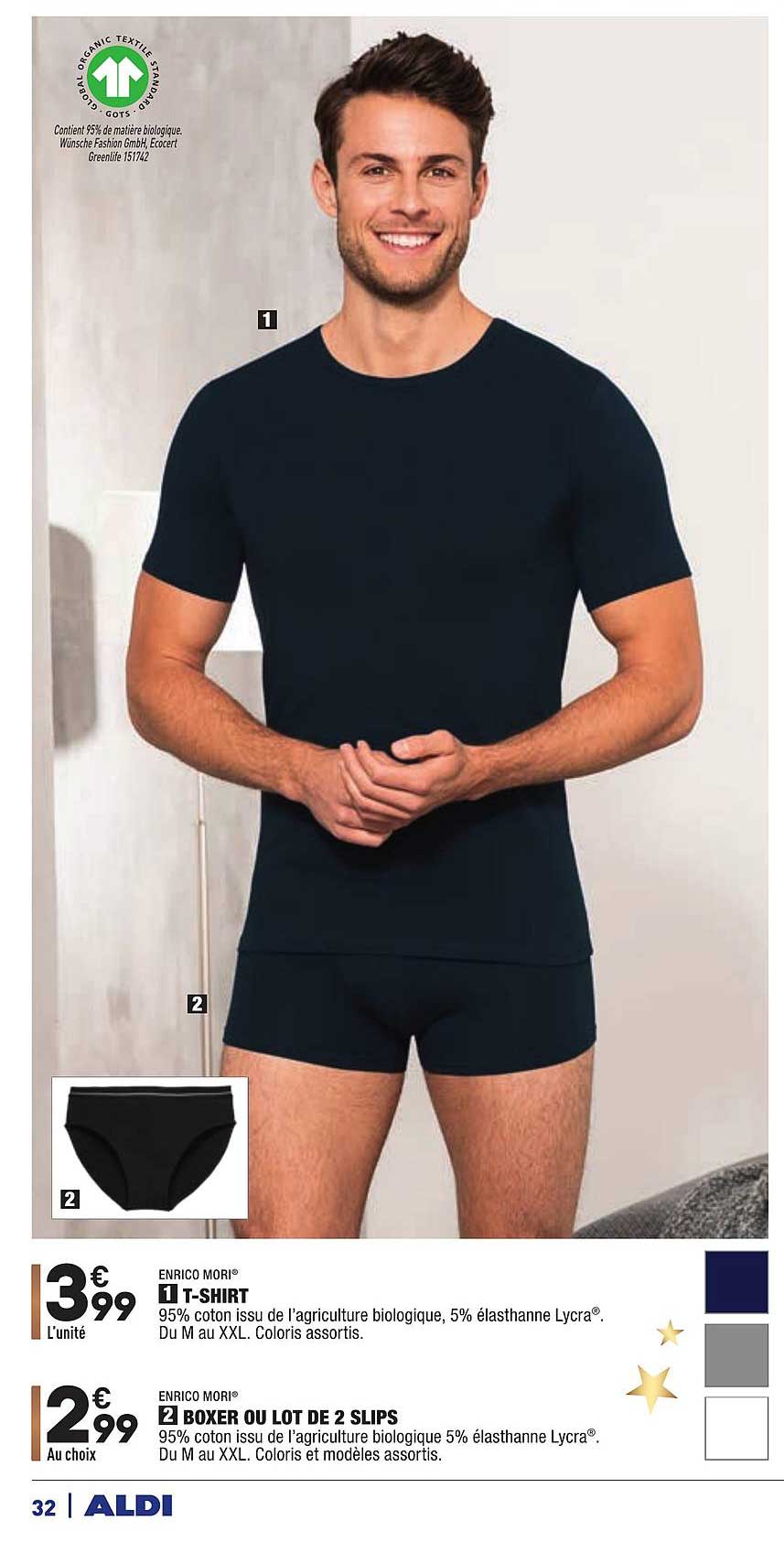 enrico mori t shirt enrico mori boxer ou lot de 2 slips