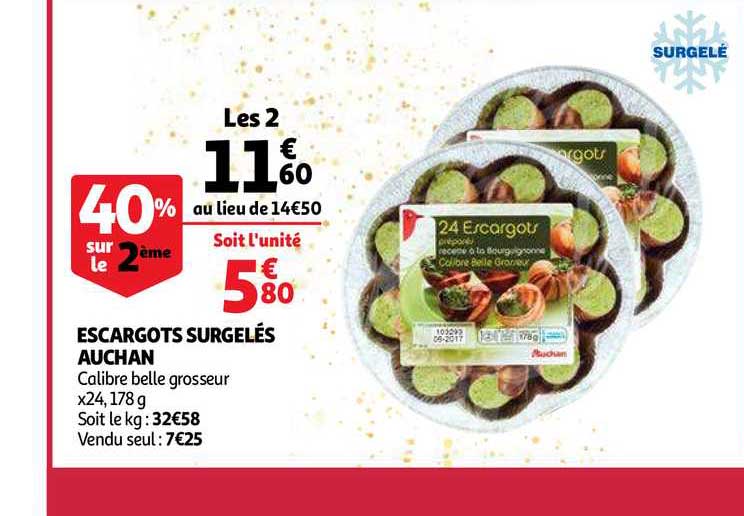 Escargots Surgelés Auchan 40% Sur Le 2ème