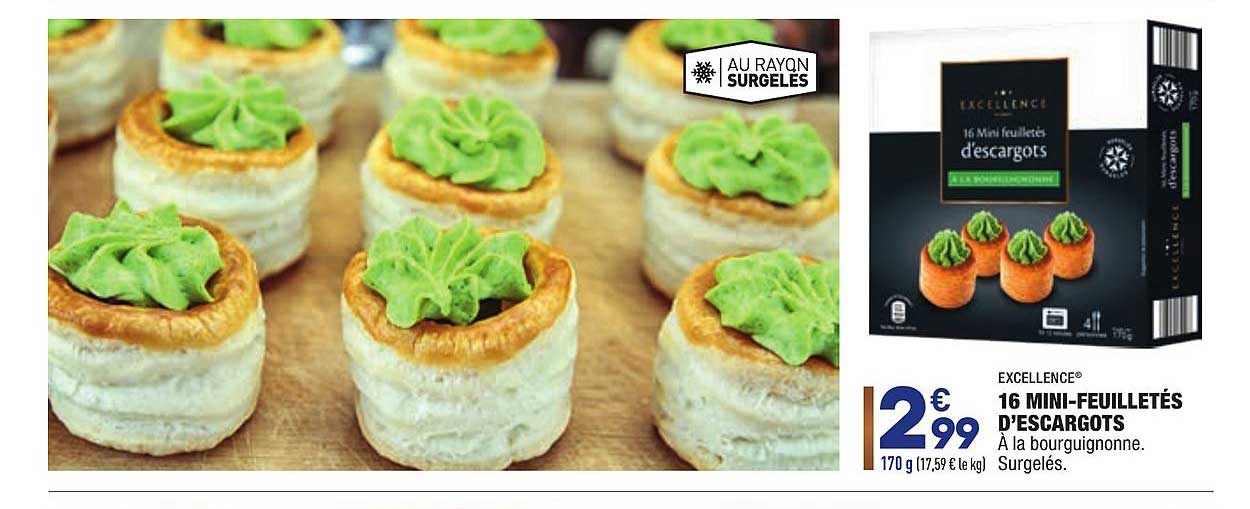 excellence 16 mini feuilletés d'escargots