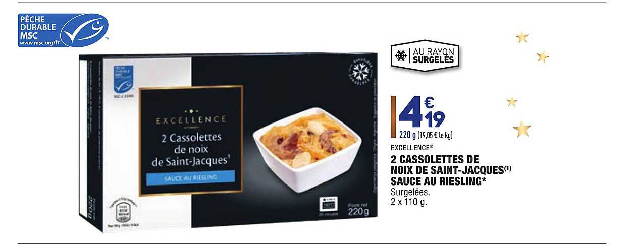 excellence 2 cassolettes de noix de saint jacques sauce au riesling
