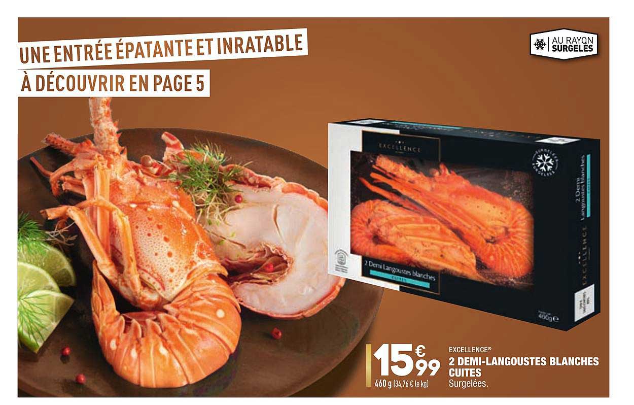 Excellence 2 Demi Langoustes Blanches Cuites