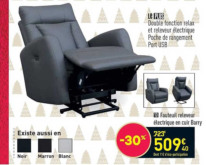 fauteuil releveur électrique en cuir barry