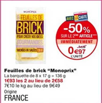 feuilles de brick "monoprix"