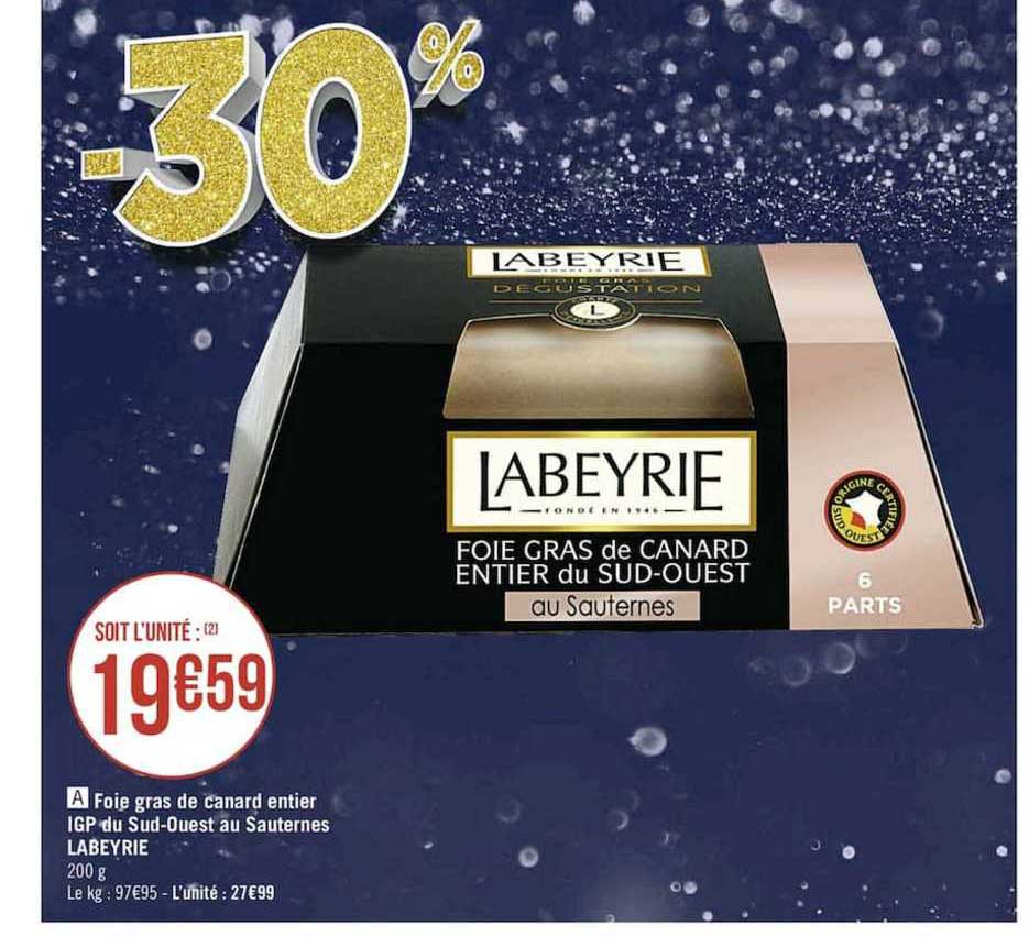 foie gras de canard entier igp du sud-ouest au sauternes labeyrie