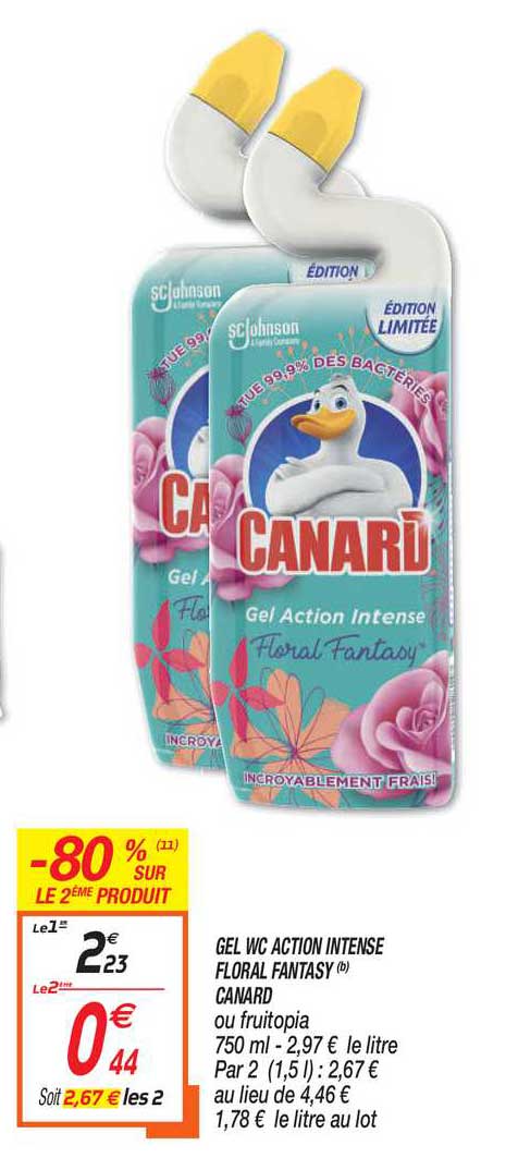 gel wc action intense floral fantasy canard -80% sur le 2e produit