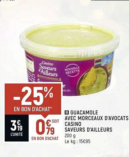 guacamole avec morceaux d'avocats casino saveurs d'ailleurs
