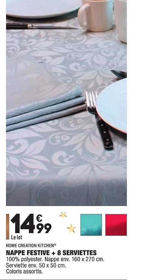 home creation kitchen nappe festive + 8 serviettes