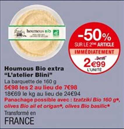 houmous bio extra "l'atelier blini"