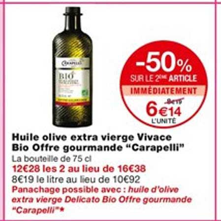 huile olive extra vierge vivace bio offre gourmande "carapelli"