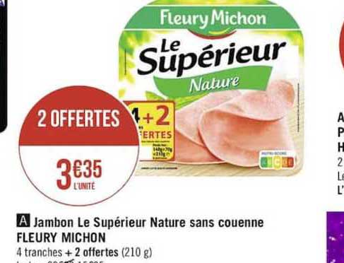 jambon le supérieur nature sans couenne fleury michon