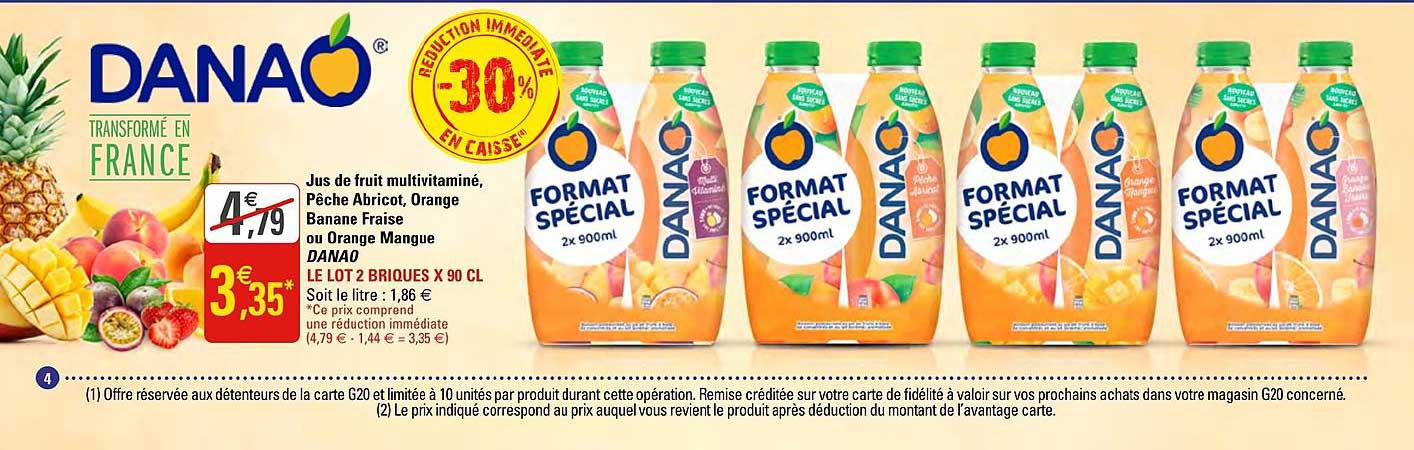 Jus De Fruit Mutlivitaminé Pêche Abricot Orange Banane Fraise Ou Orange Mangue Danao