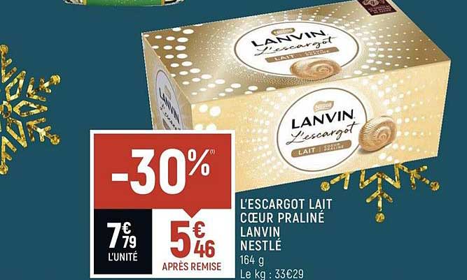 l'escargot lait cœur praliné lanvin nestlé