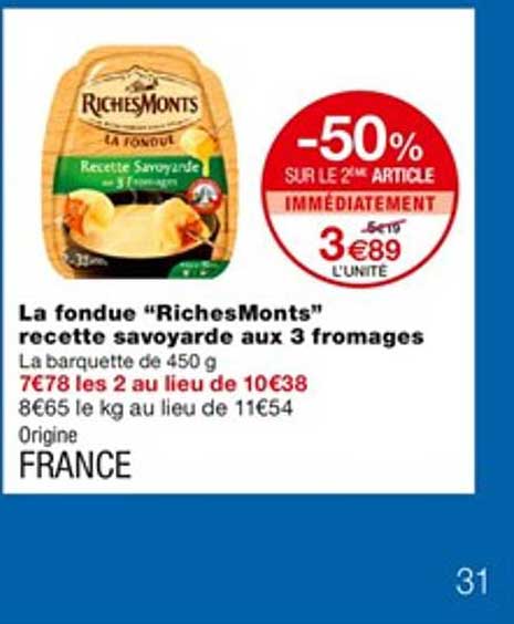 la fondue "richesmonts" recette savoyarde aux 3 fromages