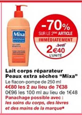 lait corps réparateur peaux extra sèches "mixa"
