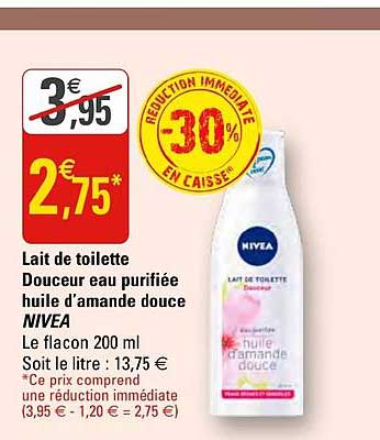 lait de toilette douceur eau purifiée huile d'amande douce nivea