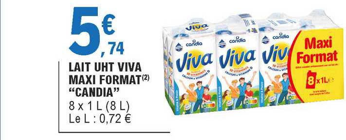 lait uht viva maxi format "candia"