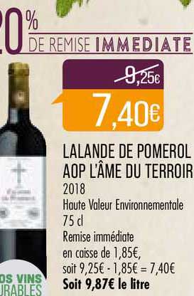lalande de pomerol aop l'âme du terroir 2018