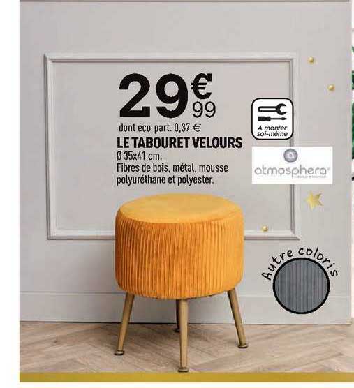 Le Tabouret Velours Atmosphera