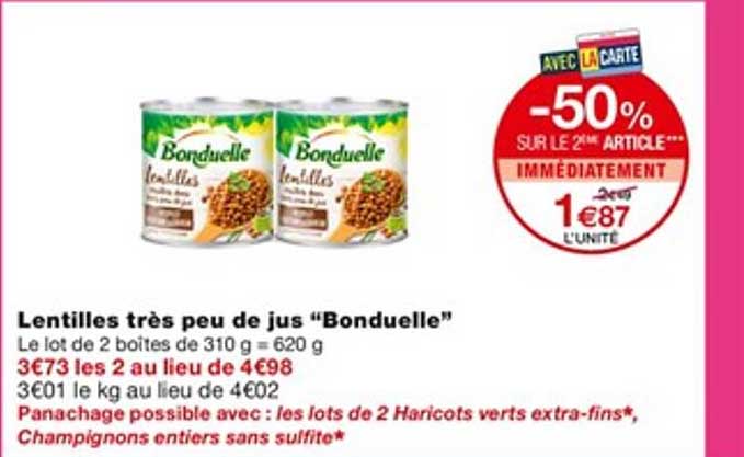lentilles très peu de jus "bonduelle"