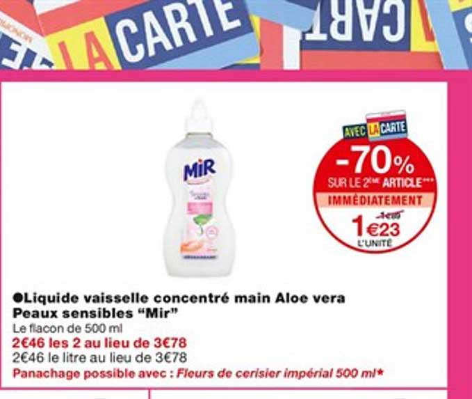 liquide vaisselle concentré main aloé vera peaux sensibles "mir"