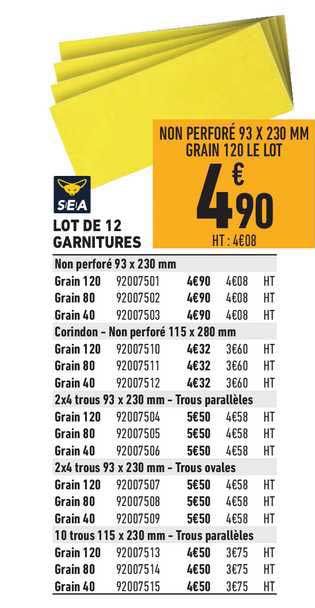 lot de 12 garnitures