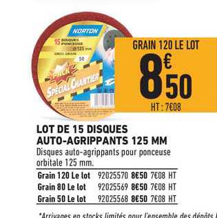 lot de 15 disques auto-agrippants 125 mm norton