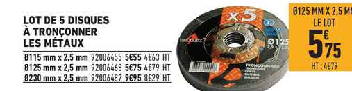 lot de 5 disques à tronçonner les métaux
