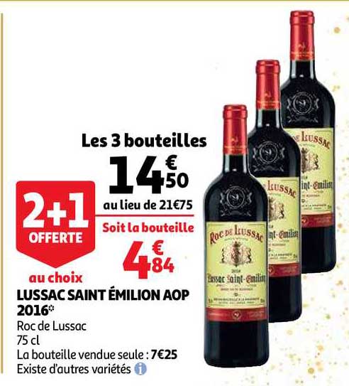 lussac saint émilion aop 2016 roc de lussac 2+1 offerte au choix