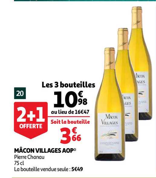 mâcon villages aop pierre chanau 2+1 offerte