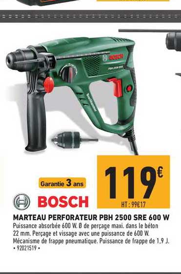marteau perforateur pbh 2500 sre 600 w bosch