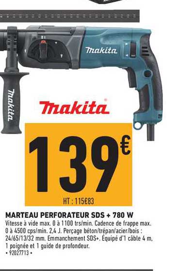 marteau perforateur sds + 780 w makita
