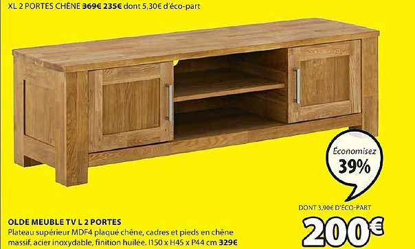 olde meuble tv l 2 portes