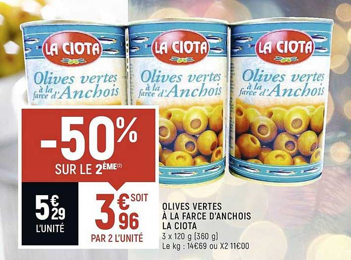 olives vertes à la farce d'anchois la ciota