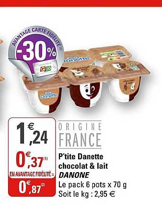 p'tite danette chocolat & lait danone
