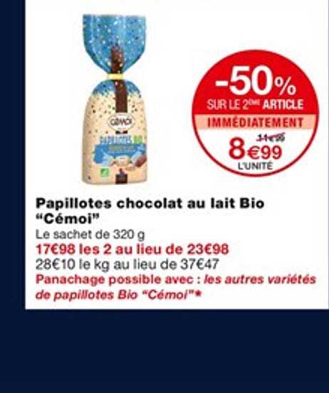 papillotes chocolat au lait bio "cémoi"