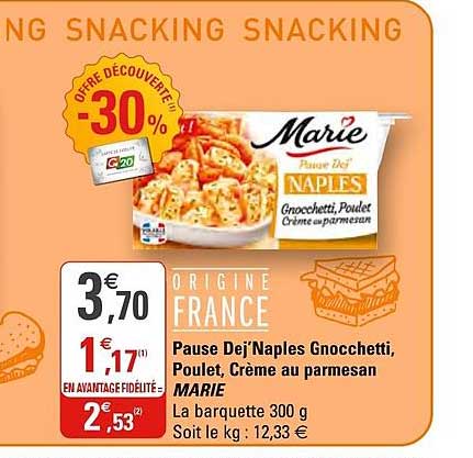 pause dej'naples gnoccheti poulet crème au parmesan marie
