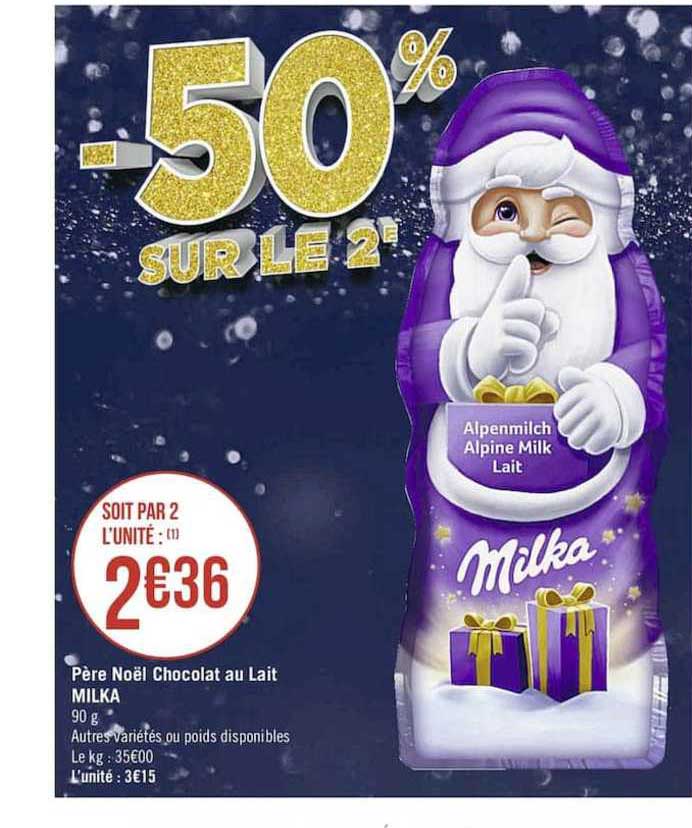 père noël chocolat au lait milka