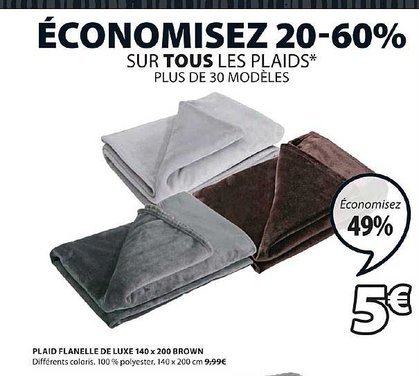 plaid flanelle de luxe 140 x 200 brown