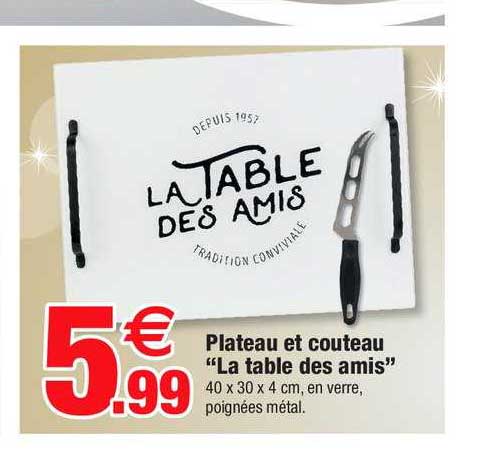 plateau et couteau "la table des amis"