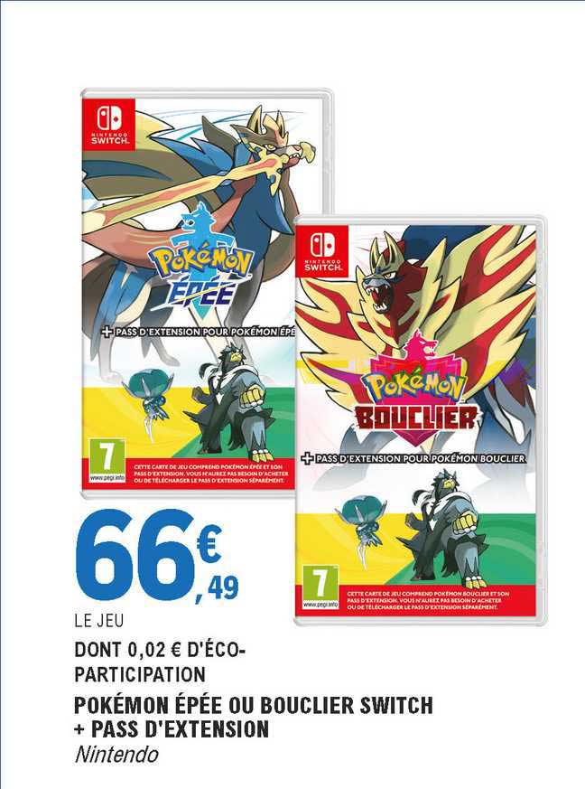 pokémon épée ou bouclier switch + pass d'extension nintendo