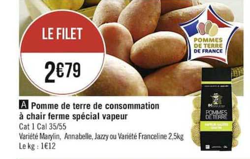 Pomme De Terre De Consommation à Chair Ferme Spécial Vapeur