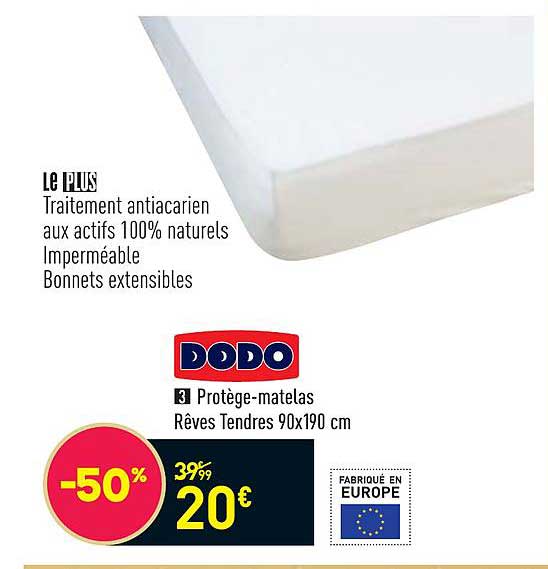 protège-matelas rêves tendres 90 x 190 cm