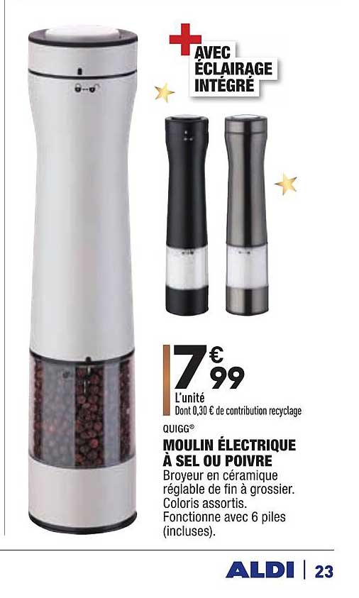 Quigg Moulin électrique à Sel Ou Poivre