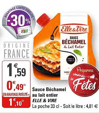 sauce béchamel au lait entier elle&vire