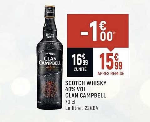 scotch whisky 40% vol. clan campbell