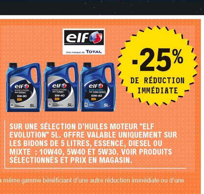 sélection d'huiles moteur "elf évolution"