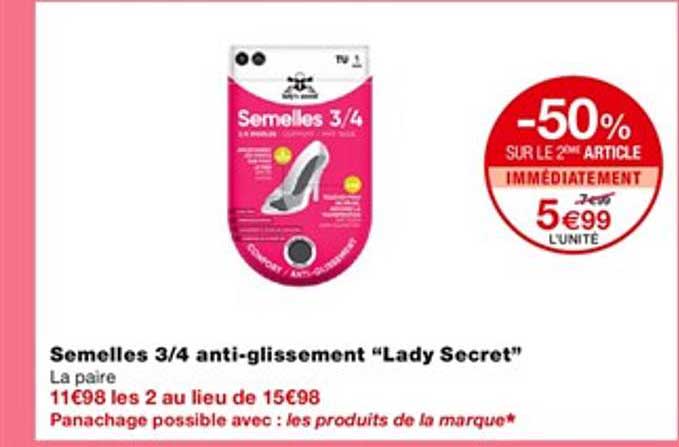 semelles 3-4 anti glissement "lady secret"