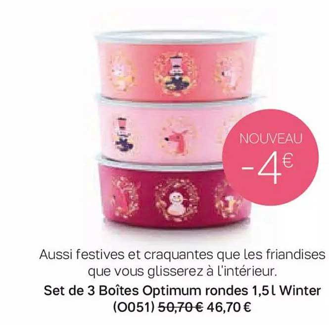 set de 3 boîtes optimum rondes 1,5 l winter